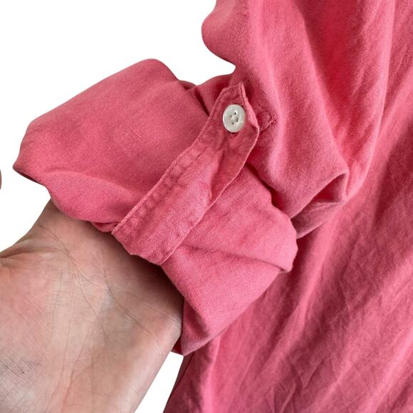 Express Linen Cotton Pink Long Sleeve Collared Button Up Shirt Men's Size L - Picture 5 of 7